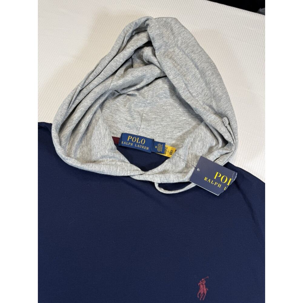 Polo Ralph Lauren Hooded Long Sleeve Shirt Mens M Colorblock Navy Green Red NWT - Picture 2 of 6